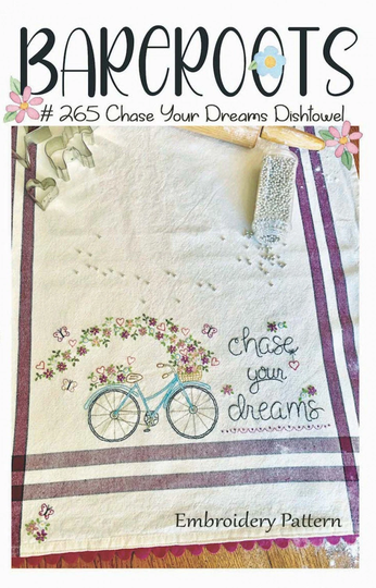 Chase Your Dreams Hand Embroidery | Stitchery Dish Towel Full Kit With Pattern Bareroots Extra Blank Towels Available To Buy