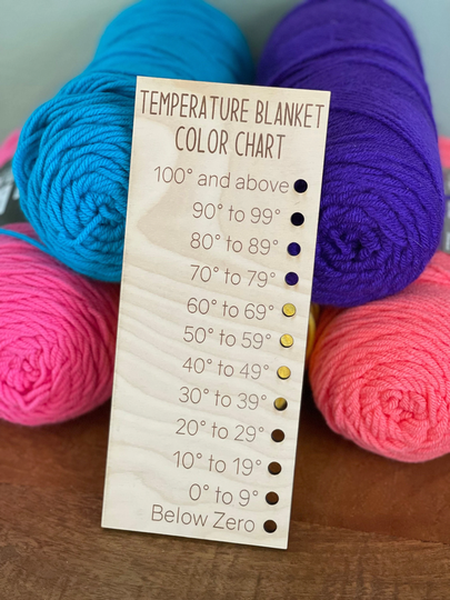 Temperature Blanket Color Chart, Reusable Wood Card, Crochet Accessories, Knitting Making