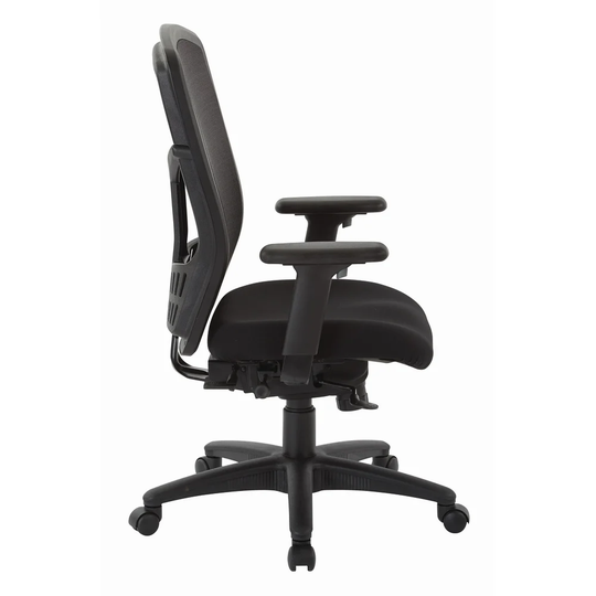 High-Back Office Chair with Adjustable Arms and Seat Slider.