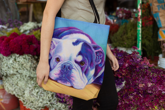 Colorful Rainbow English Bulldog Cute Dog Pop Art Tote Bag