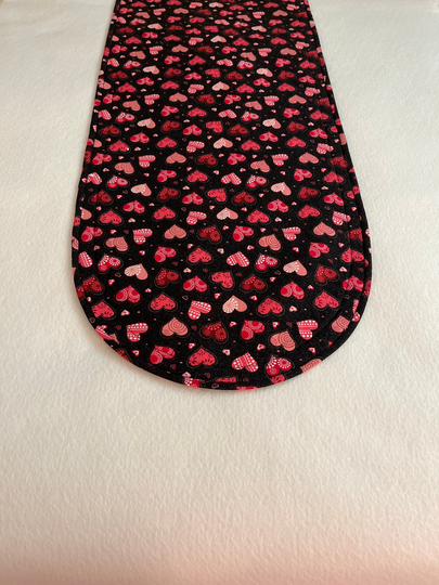 Valentines On Black Print Table Runner