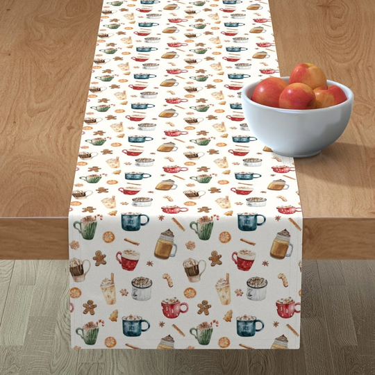 Hot Chocolate Table Runner - Cocoa & Sweets By Hipkiddesigns Winter Christmas Kids Cotton Sateen Spoonflower