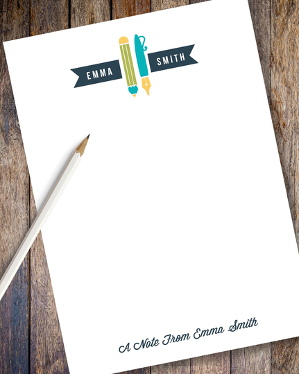 Pen & Pencil Personalized Notepad | Stationery Note Pad