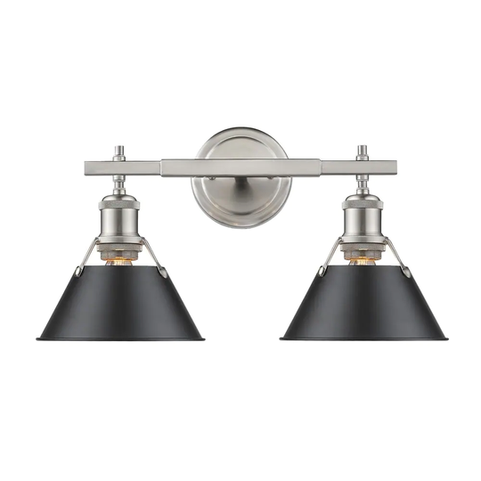 Golden Lighting Orwell PW Pewter and Black Shade 2-light Bath Vanity Fixture