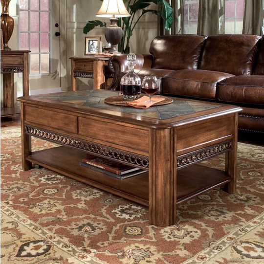 Madison Rustic Warm Nutmeg Console Table with Storage