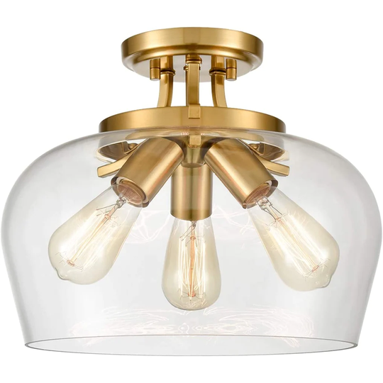 Pozzuoli 3-Light Ceiling Light Semi Flush Mount Clear Glass Shade
