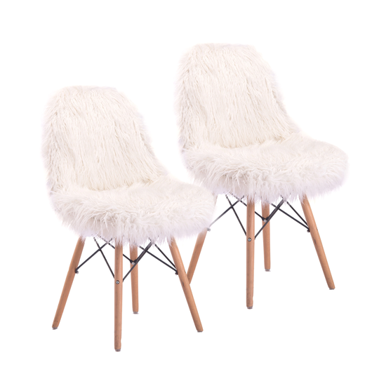 Carson Carrington Safvaston Mongolian Faux Fur Fuzzy Chair (Set of 2)