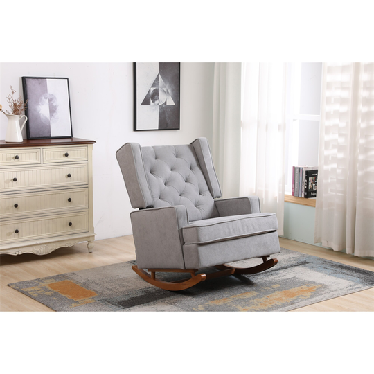 Living Room Comfortable Rocking Chair Accent Chair, Light Grey