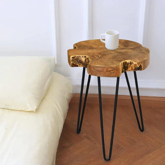 Rustic Teak Coffee Table Natural Round End Accent End Table - 54 x 84