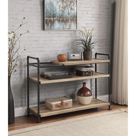 ACME Brantley Bookshelf with 3 Shelves in Oak and Sandy Black