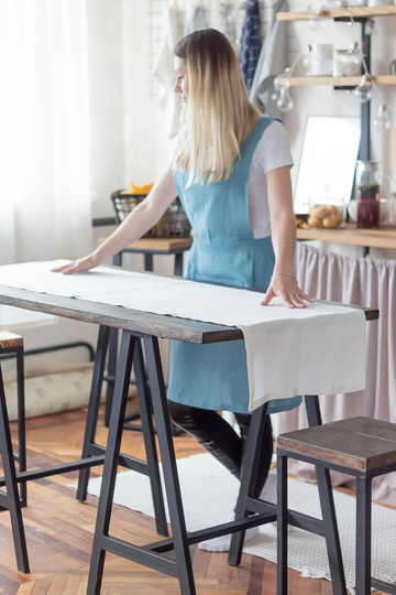 Linen Table Runner. Blue Stonewashed Linen Rustic Runner. Pastel Kitchen Decor. Denmark Home Decor