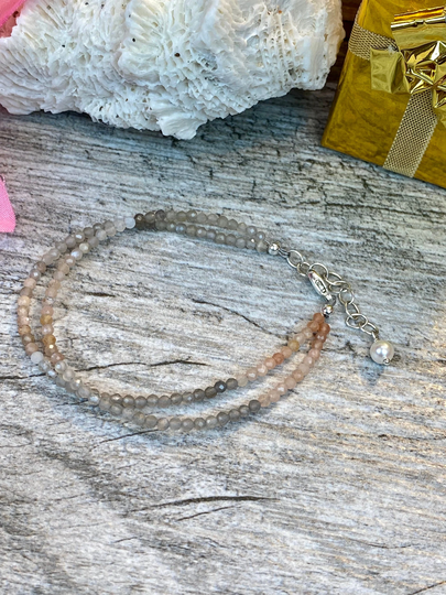 Multi Color Moonstone Bracelet, Beaded Bracelet in Sterling Silver Or 14K Gold Filled, Gift For Her, Handmade Fashion