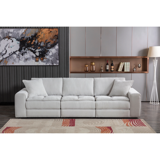 Roundhill Furniture Breton Contemporary Fabric Tufted Sofa, Oyster