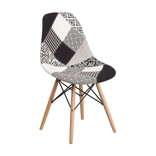 Offex Elon Series Turin Patchwork Fabric Accent Chair with Wooden Legs - 18.25"Wx22.5"Dx32"H