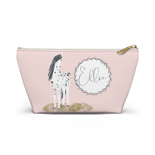 Tween Horse Gift | For Girls Cosmetic Bag Tweens Teens Pencil Pouch Accessory W T-Bottom
