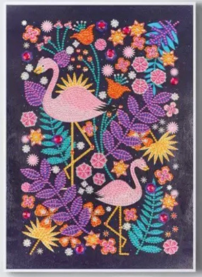 Us Seller. 40x30cm Pink Flamingos, Flowers Clear Rhinestones. Diamond Painting Kit. Special Drill Shapes, Partial Drill. Fast S&h
