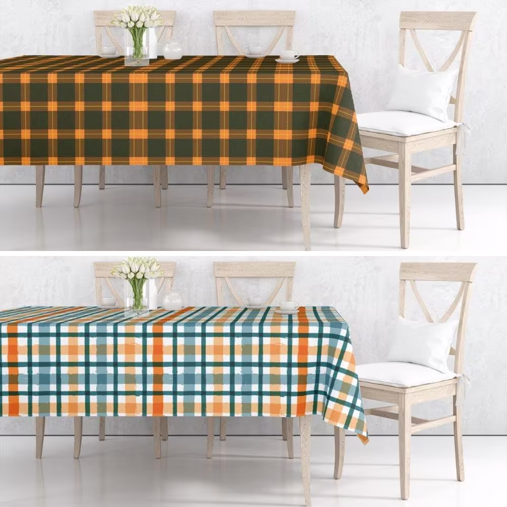 Checkered Tablecloth, Tartan Design Table Covers, Plaid Style Tableware, Autumn Kitchen Sheet, Herbst Top, Fall Decoration
