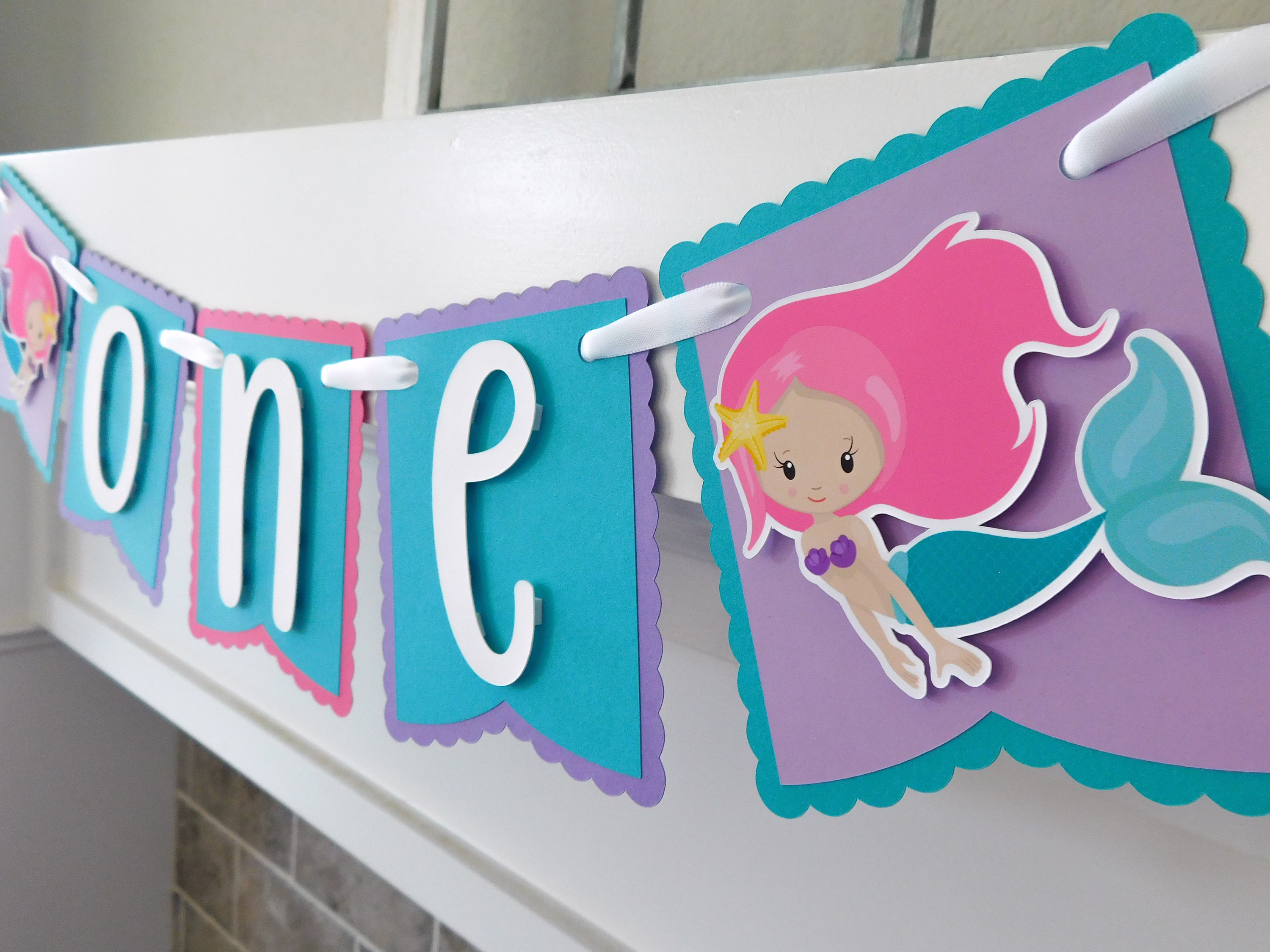 Mermaid High Chair Banner, First Birthday