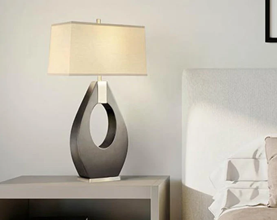 Nova Of California Pearson 30" Table Lamp in Pecan & Brushed Nickel With 3-Way Rotary Switch