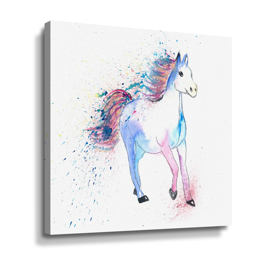 The Colorful Running Sparkling Horse Gallery Wrapped Canvas