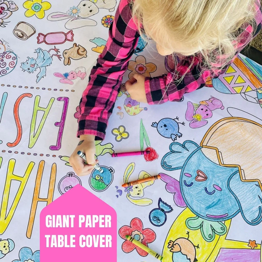 Easter Coloring Tablecloth | Kids Craft Basket Filler Huge Sheet Bunny Gift Egg Hunt Table Activity
