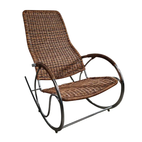 Vintage Rattan & Chrome Rocking Chair/1970S Mid Century Modern
