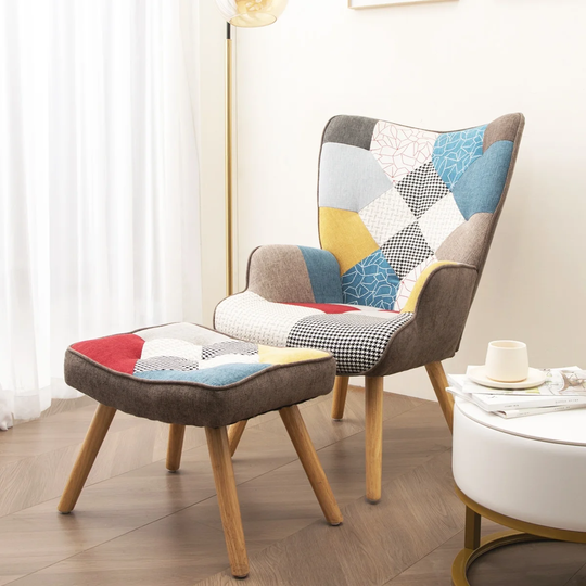 Accent Chair with Ottoman, Living Room Chair and Ottoman Set