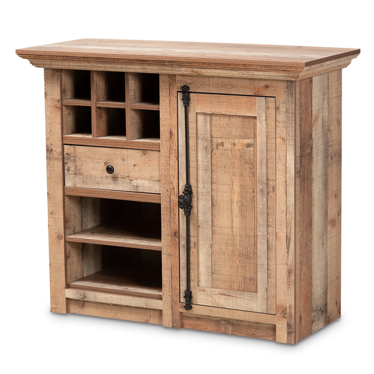 Albert Farmhouse Rustic Oak Brown Finished 1-Door Sideboard Buffet