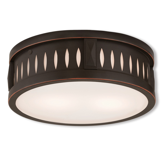 Livex Lighting Vista 2-Light Olde Bronze Ceiling Mount - Olde Bronze - 12"Dia. x 4"H
