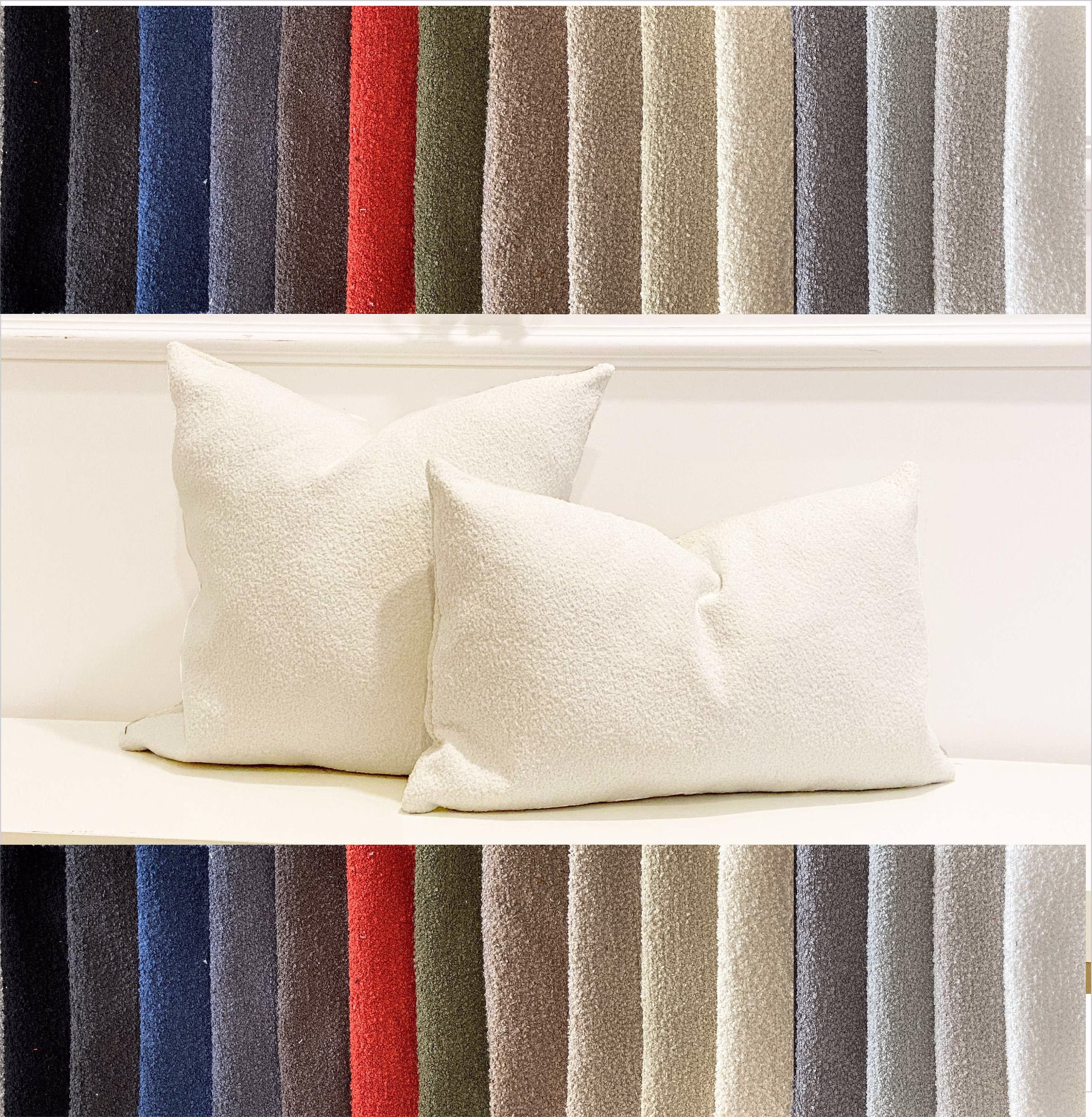 15 Color Boucle Fabric Pillow Covers, Throw Cover, Puffy Lumbar, 20x20, 12x24, 18x18