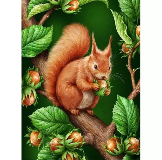 Us Seller. 20x30cm Small, Fall Tree, Squirrel, Autumn Diamond Painting Kit Full Round Drills. Poured Glue Adhesive, Fast S&h