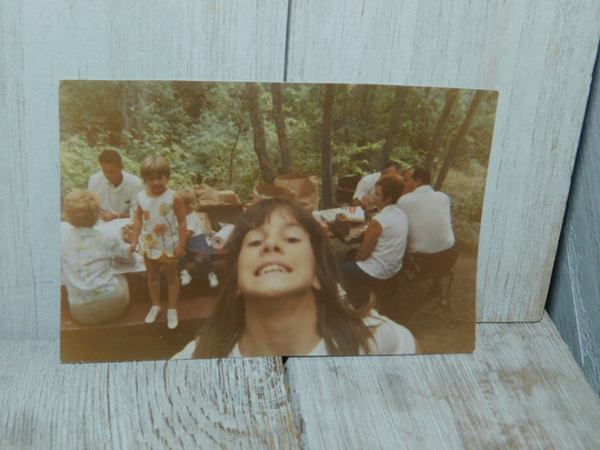 Vtg Family Picnic, Camping Color Photo, Old Vintage Children Prop, Gift, Daysgonebytreasures, Dc