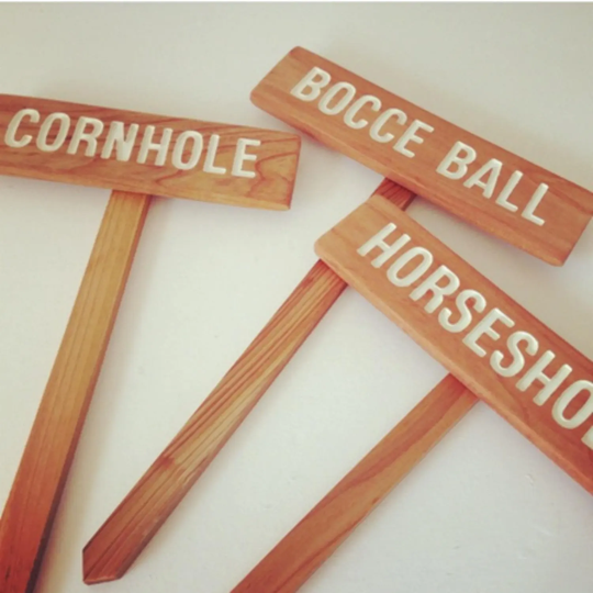 Yard Game Signs, Party Wedding Game Family Reunion, Bbq, Bocce Ball, Croquet, Cornhole, Horseshoes, Lawn Games, Frisbee