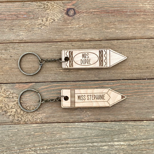 Personalized Teacher Keychain | Pencil With Name Gift For Appreciation Week Wood