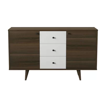 Ami 51" Wide 3 Drawer Walnut Wood Sideboard