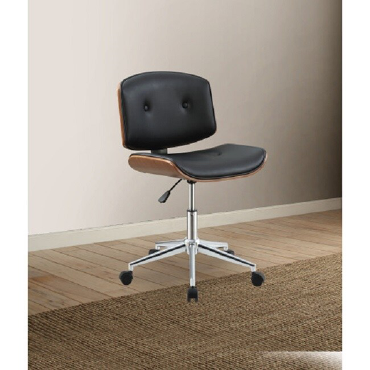 ACME Camila Office Chair in Black PU & Walnut
