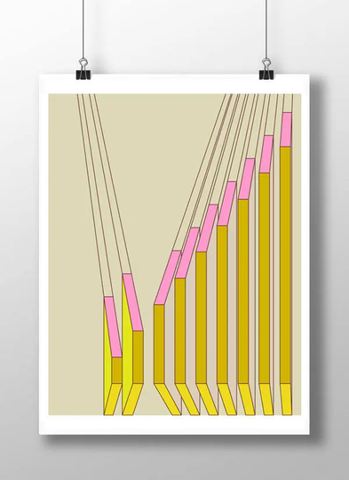 Colorful Prints, Geometric Print, Perspective Print, Modern Digital Artwork, Yellow Geometric, Pink Art Print, Bright Colored Art, Large Print