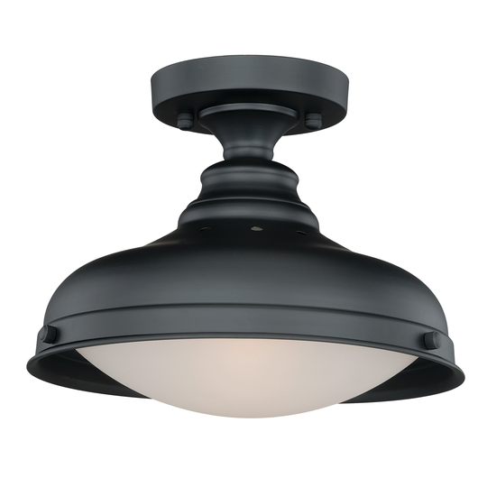 Keenan 12.25-in W Bronze Farmhouse Barn Dome Semi Flush Mount Ceiling Light - 12.25-in W x 9.5-in H x 12.25-in D