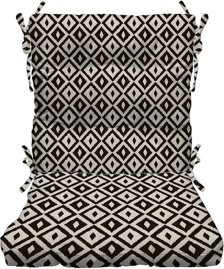 Rsh Décor Indoor Outdoor Tufted High Back Chair Cushion - Black & White Aztec