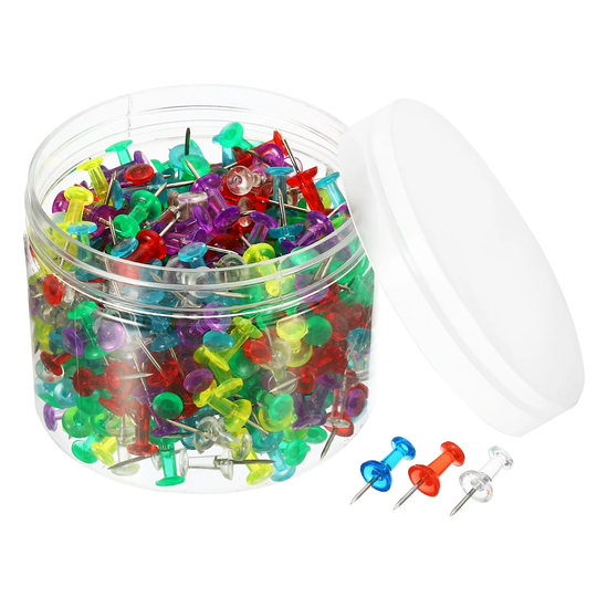400pcs Push Pins, Plastic Head Map Thumb Tacks Steel Point, Multi-color
