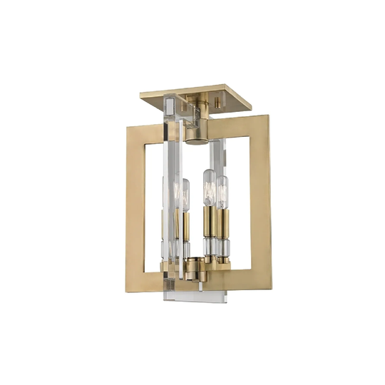 Hudson Valley Wellington I 4-Light Flush Mount, Aged Brass