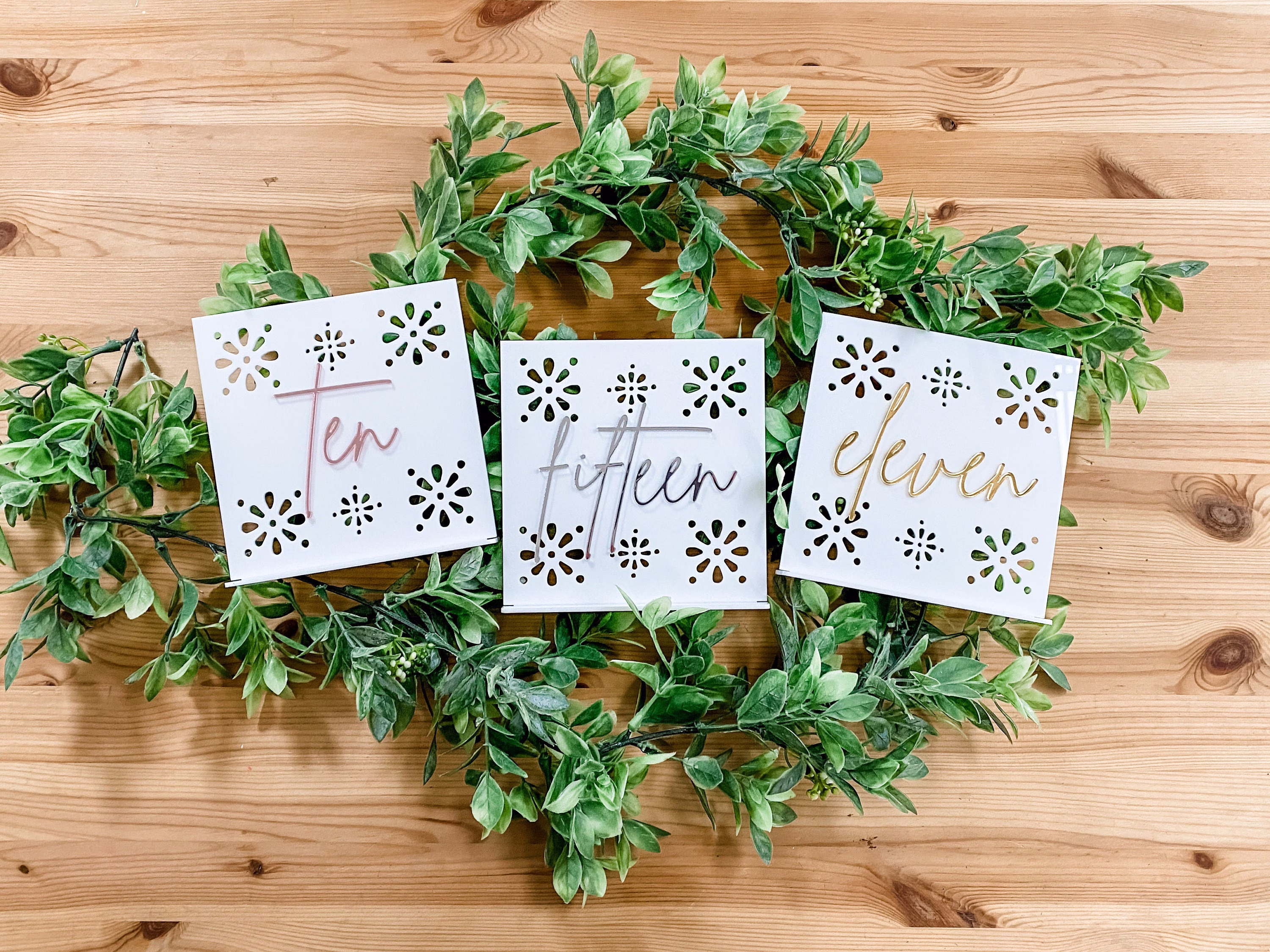 3D Acrylic Table Numbers/Lace Inspired Square Script Cut Out Number Unique