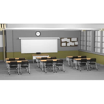 13 Person Training Meeting Seminar Tables with Modesty Panels and 13 Chairs Complete Set