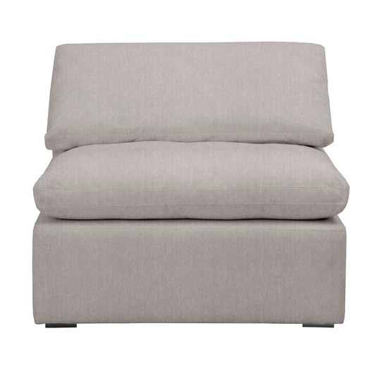 Fabric Upholstered Armless Accent Chair with Reversible Seat Cushion, Gray and Brown