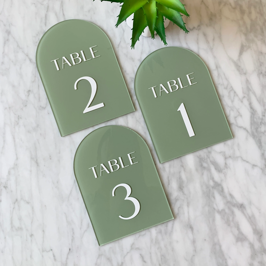 Arch Luxe Painted Acrylic Table Numbers | Wedding Party Modern Sign