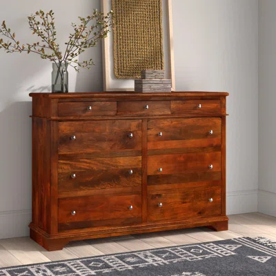 Kolby Sideboard With 9 Drawers And Wooden Frame, Cherry Brown