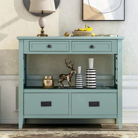 36'' Modern Console Table Sideboard Cabinet Side End Table Sofa Table with 4 Drawers and 1 Shelf, Green