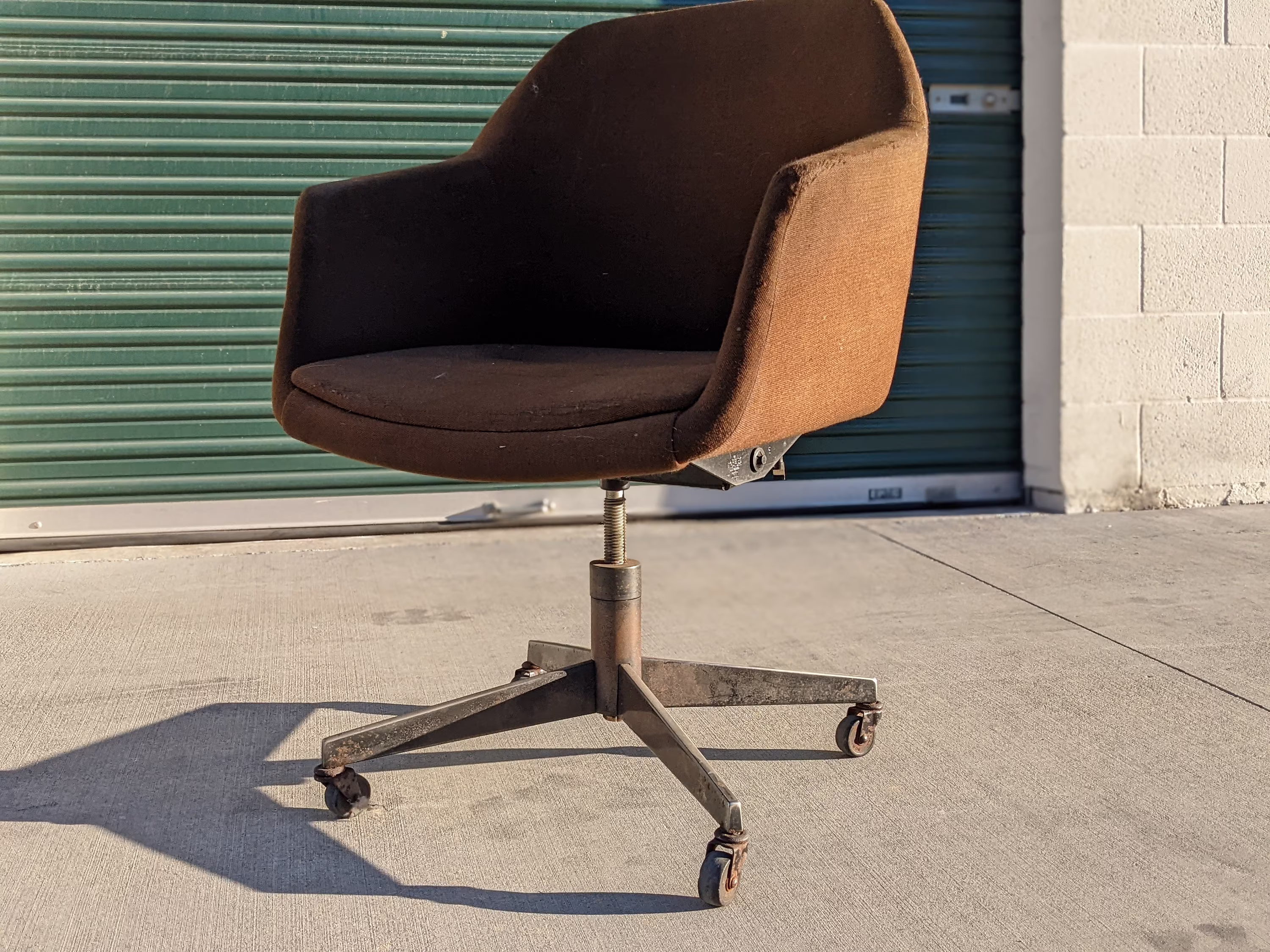Vintage Steelcase Office Chair | Needs Tlc Mcm Mid Century Retro Brown Tweed