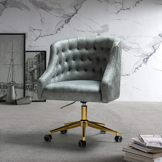 ET Tufted Task Chair With Golden Base