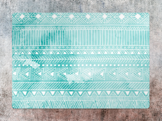 Boho Trial Chair Mat, Blue Splat White Vinyl Floor Aztec Protective Office Decor, Decorative Kids Room Decor